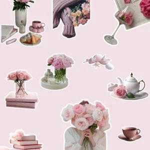 Bookish Sticker Bundle: 50 Pink Reader Decals (Digital Download)