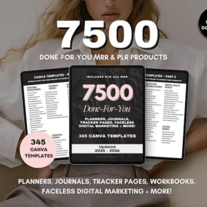 7500 Done-For-You Digital Canva Templates | 2025-2026 Planners, Journals & Trackers | Printable Productivity Bundle