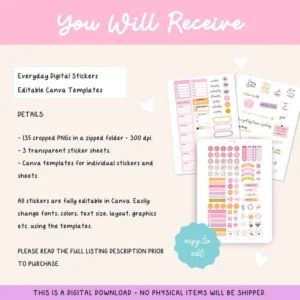 Editable Daily Planner & Budget Stickers | iPad Canva Templates | PLR Master Resell Rights