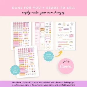 Editable Daily Planner & Budget Stickers | iPad Canva Templates | PLR Master Resell Rights
