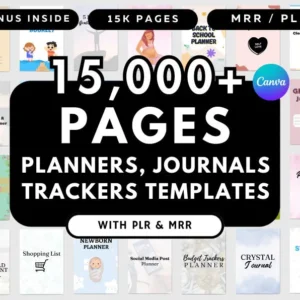 15000+ Pages Canva Template Bundle | 200 Planners, Journals & Trackers | Printable Templates for Productivity