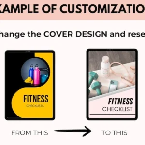Fitness Checklist Printable with PLR Resell Rights, Health & Wellness, Gym Tracker, Personal Trainer, Workout Planner, Canva + PDF