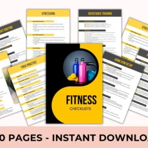 Fitness Checklist Printable with PLR Resell Rights, Health & Wellness, Gym Tracker, Personal Trainer, Workout Planner, Canva + PDF