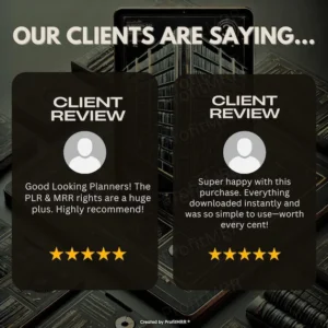 Fitness Planners PLR/MRR Bundle — Resell Rights Package Including Weight Loss Trackers, Yoga Planner, Soft Challenge Tracker, Healthcare PLR, and Fitness Coach Resources.