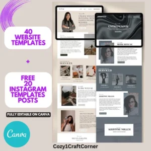 40 Canva Website Templates — MRR/PLR Business Bundle.