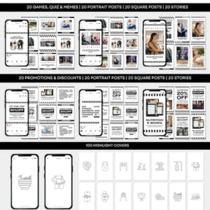 PLR/MRR +1100 Fitness Instagram Templates – Editable Canva Pack for Coaches