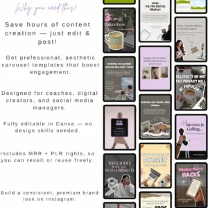 400+ Faceless Instagram Carousel Templates — Canva Editable MRR/PLR (Digital Download).