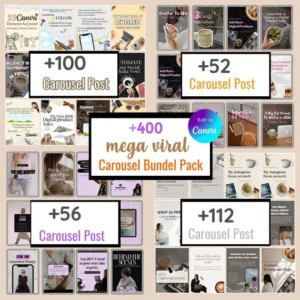 400+ Faceless Instagram Carousel Templates — Canva Editable MRR/PLR (Digital Download).