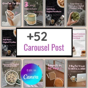 400+ Faceless Instagram Carousel Templates — Canva Editable MRR/PLR (Digital Download).