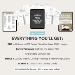 UPDATED — 7500 Templates, Planners, Trackers, Journals & Calendars | Fully Editable in Canva, Rebrand and Resell with Master Label Rights (MRR + PLR).