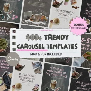 400+ Faceless Instagram Carousel Templates — Aesthetic Canva Social Media Kit for TikTok & IG Slides | PLR/MRR Digital Product.