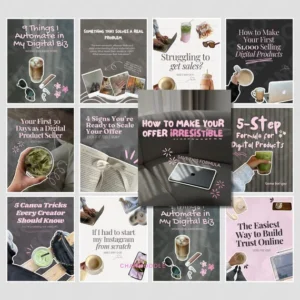 400+ Faceless Instagram Carousel Templates — Aesthetic Canva Social Media Kit for TikTok & IG Slides | PLR/MRR Digital Product.