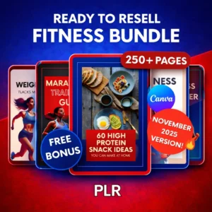 DFY Fitness Bundle with MRR & PLR – Ready-to-Resell Fitness Planners, Guides & Journals